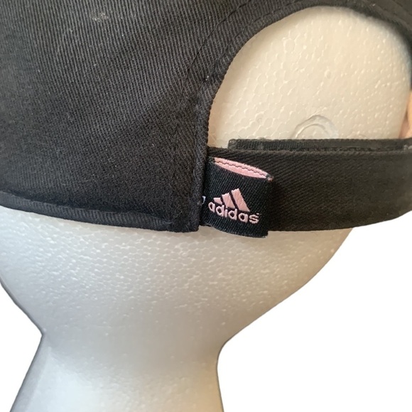 Adidas Black Adjustable Baseball Hat with‎ Light Pink Adidas Logo - Picture 5 of 8